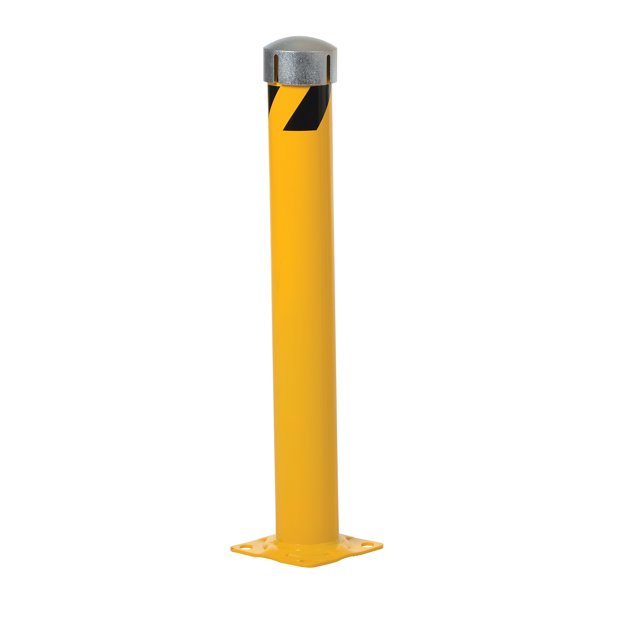 Vestil Pipe Bollard with Steel Cap - 36in. x 4.5in., Heavy-Duty Welded Steel, Powder-Coat Yellow, Model# BOL-JKS-36-4.5